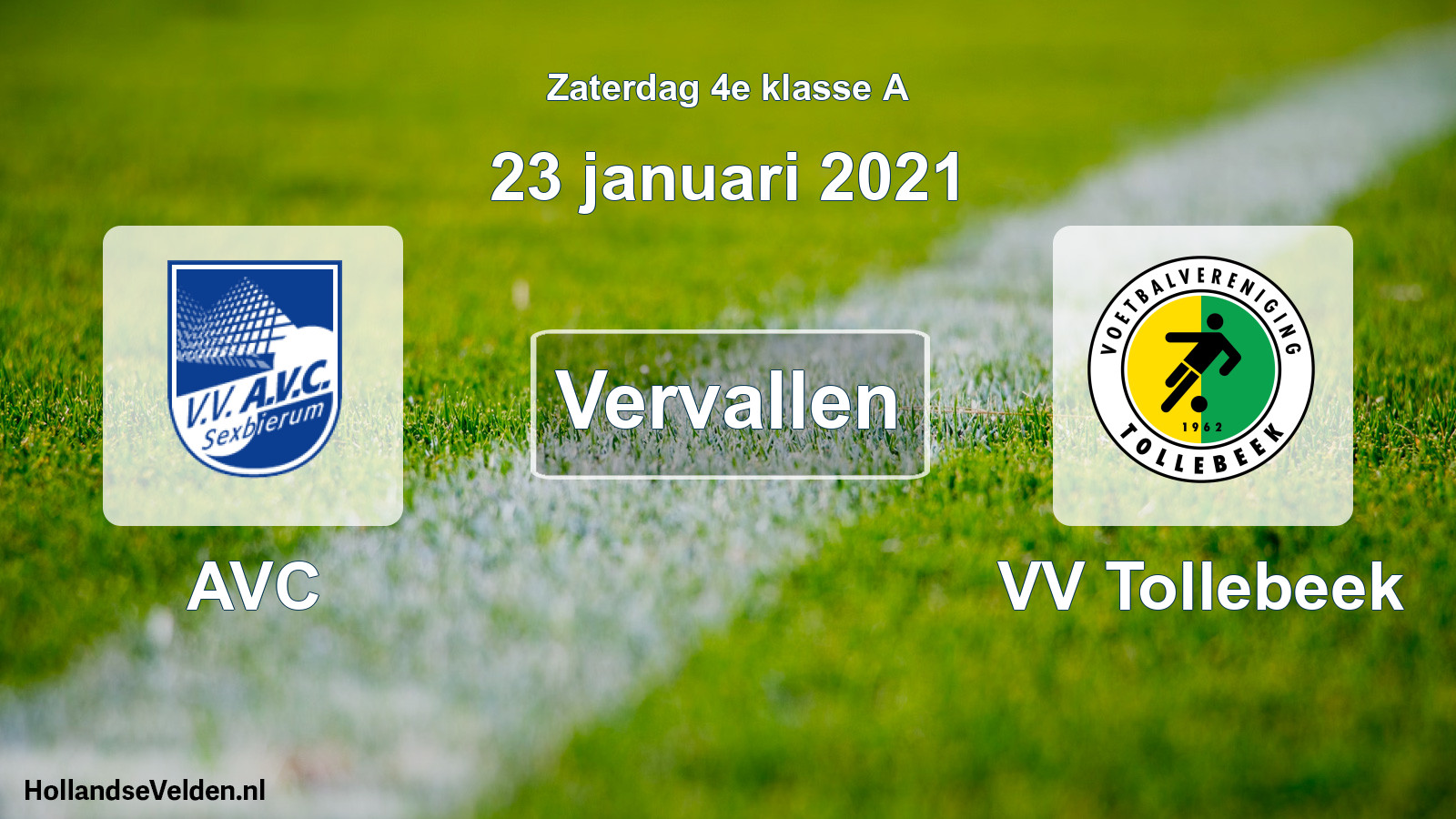 Scheduled Match: AVC - VV Tollebeek (23 January 2021)