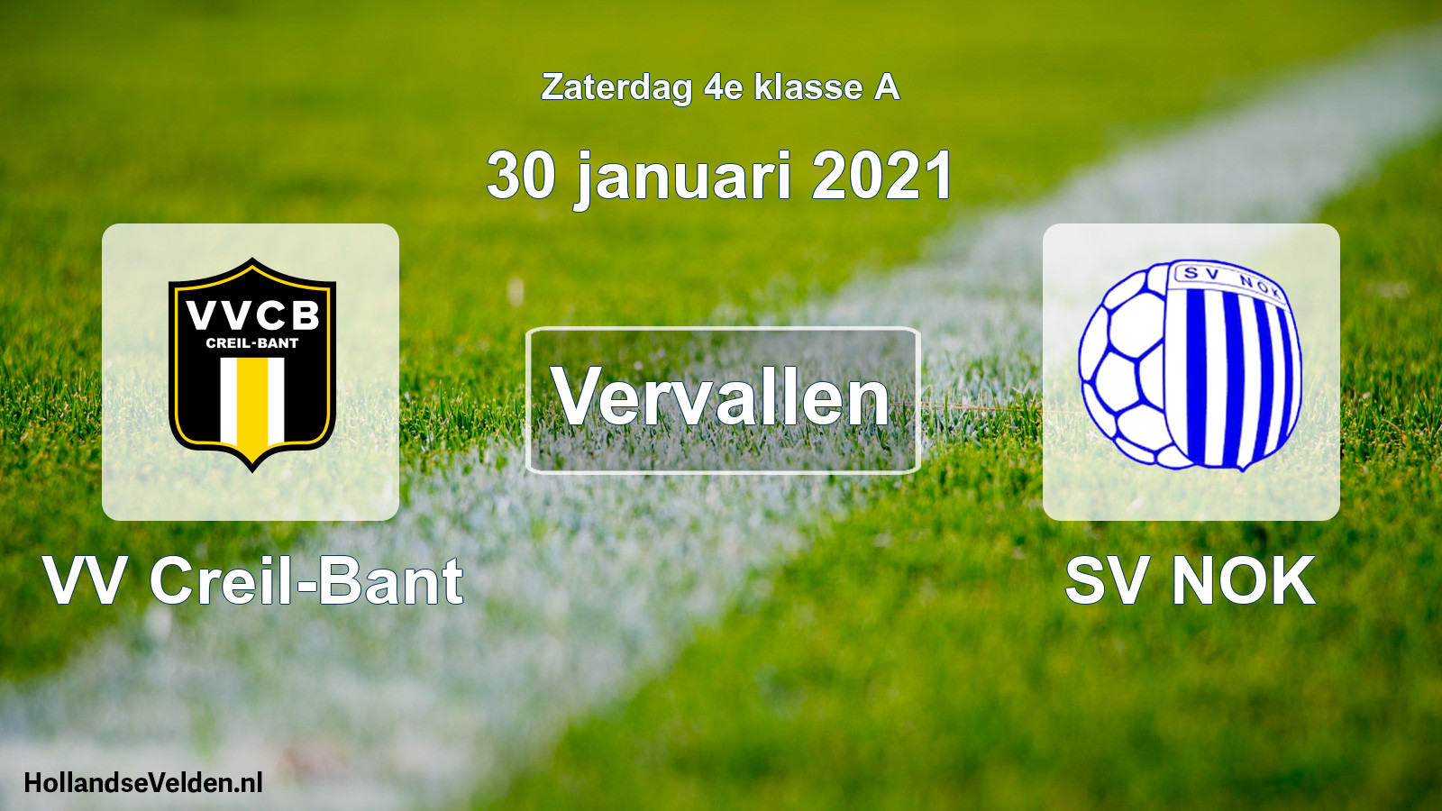 Scheduled Match: VV Creil-Bant - SV NOK (30 January 2021)