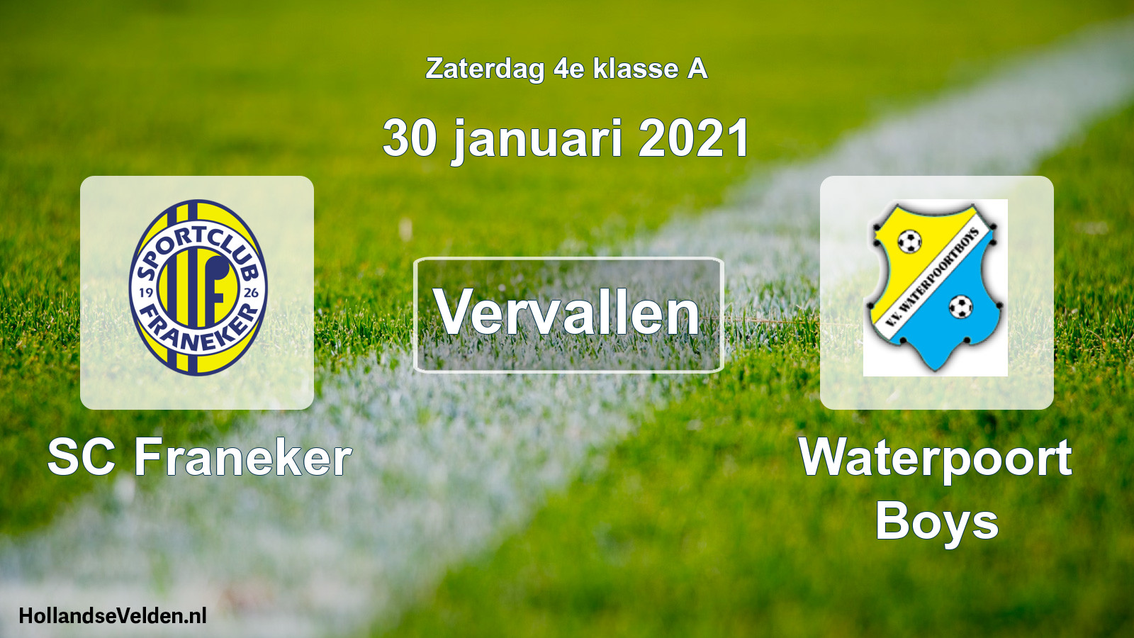Scheduled Match: SC Franeker - Waterpoort Boys (30 January 2021)