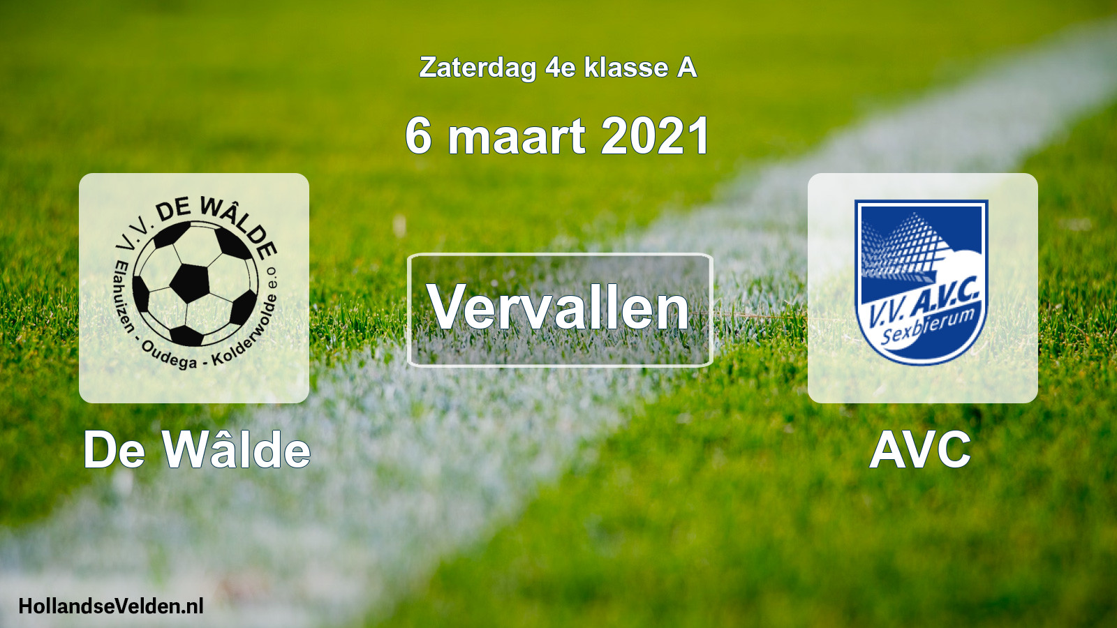 Scheduled Match: De Wâlde - AVC (6 March 2021)