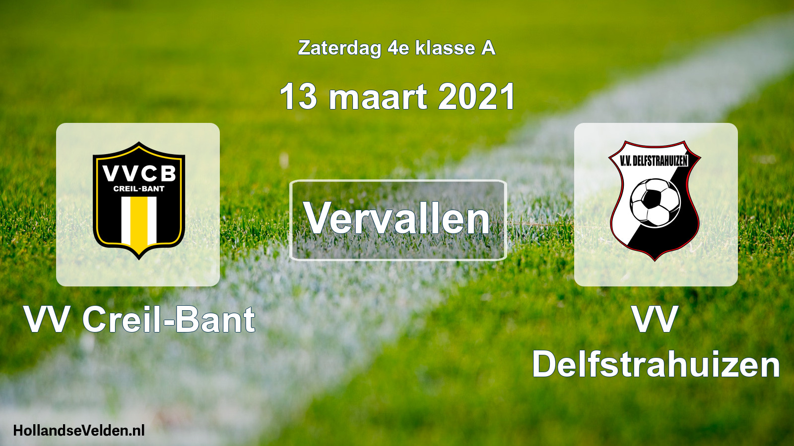 Scheduled Match: VV Creil-Bant - VV Delfstrahuizen (13 March 2021)