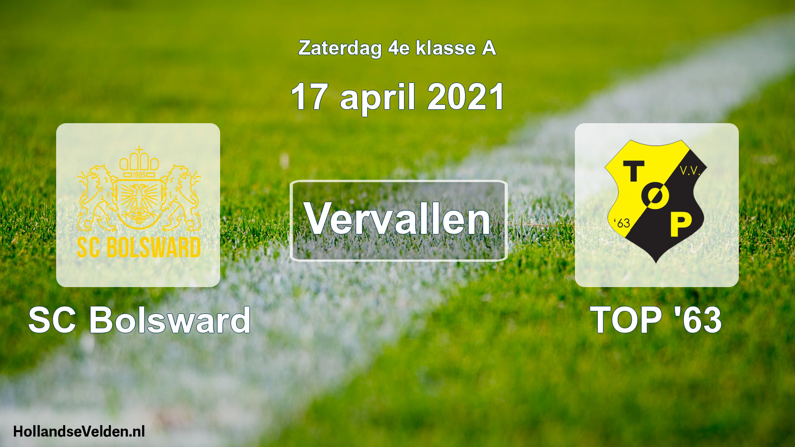 Scheduled Match: SC Bolsward - TOP '63 (17 April 2021)