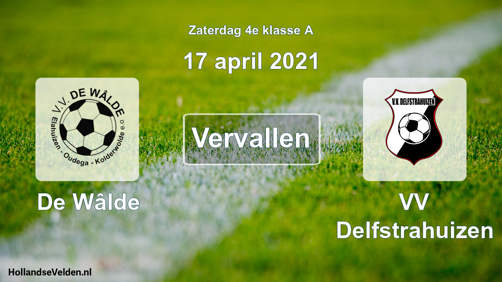 Scheduled Match: De Wâlde - VV Delfstrahuizen (17 April 2021)