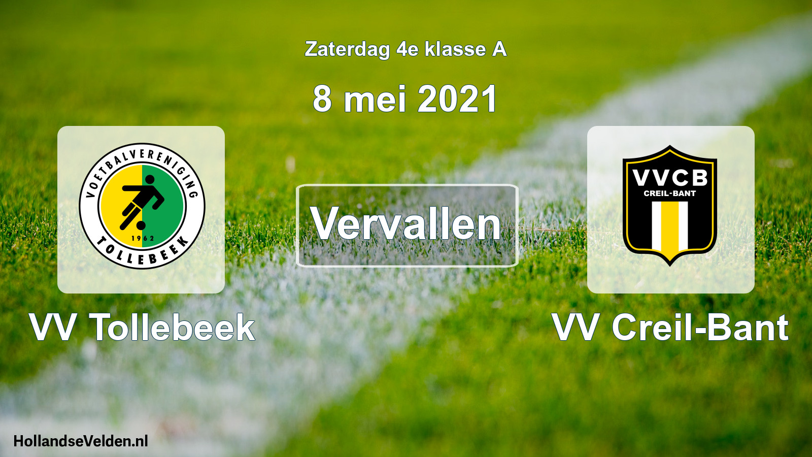 Scheduled Match: VV Tollebeek - VV Creil-Bant (8 May 2021)