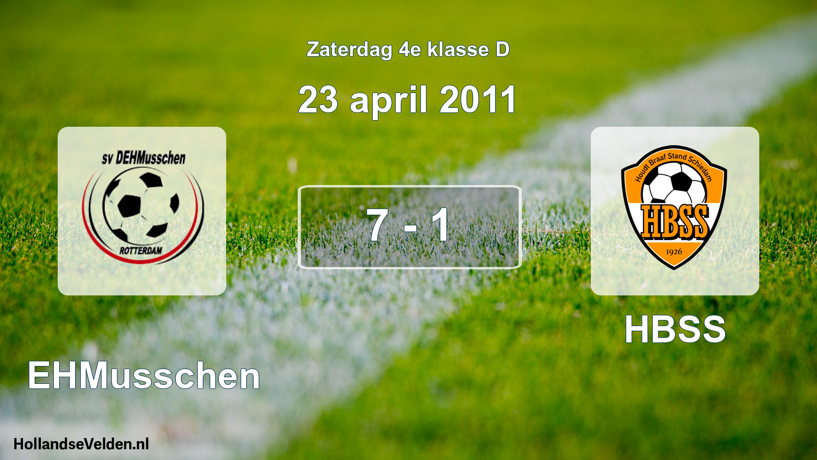 Total number of matches played: DEHMusschen - HBSS 7 - 1 (23 April 2011)