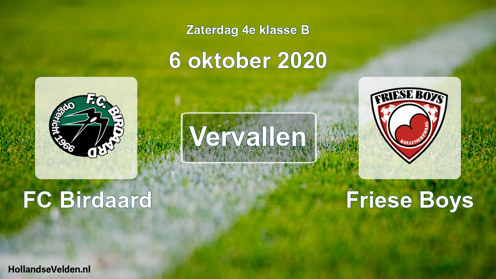 Scheduled Match: FC Birdaard - Friese Boys (6 October 2020)