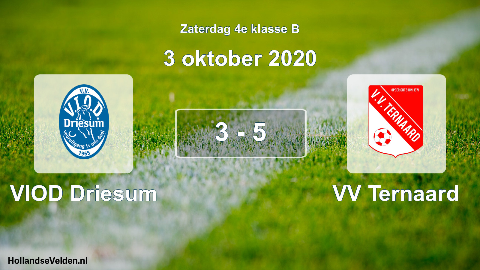 Total number of matches played: VIOD Driesum - VV Ternaard 3 - 5 (3 October 2020)