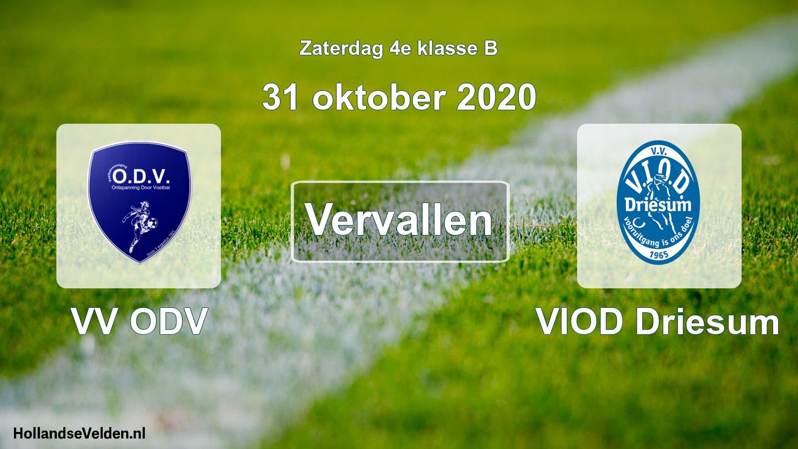 Scheduled Match: VV ODV - VIOD Driesum (31 October 2020)