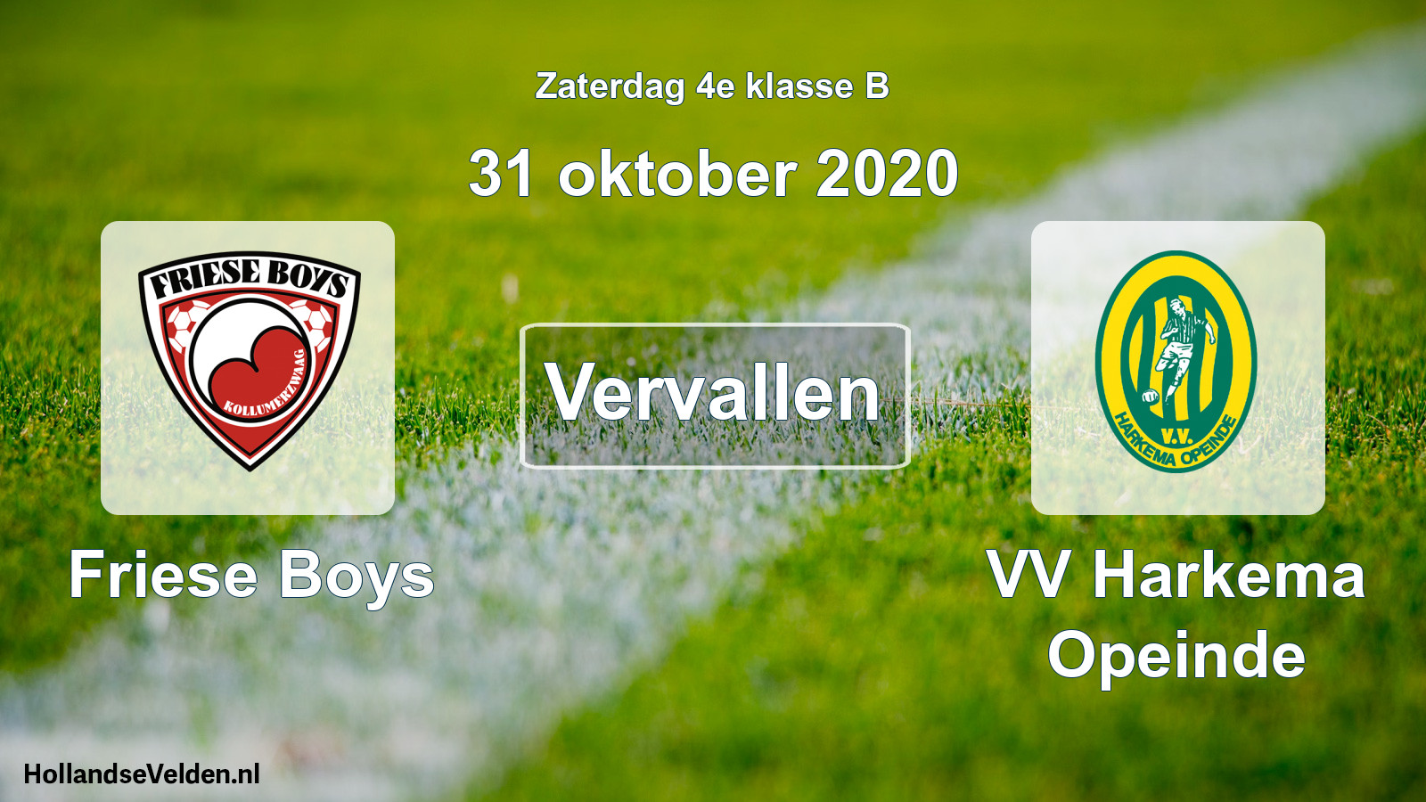 Scheduled Match: Friese Boys - VV Harkema Opeinde (31 October 2020)