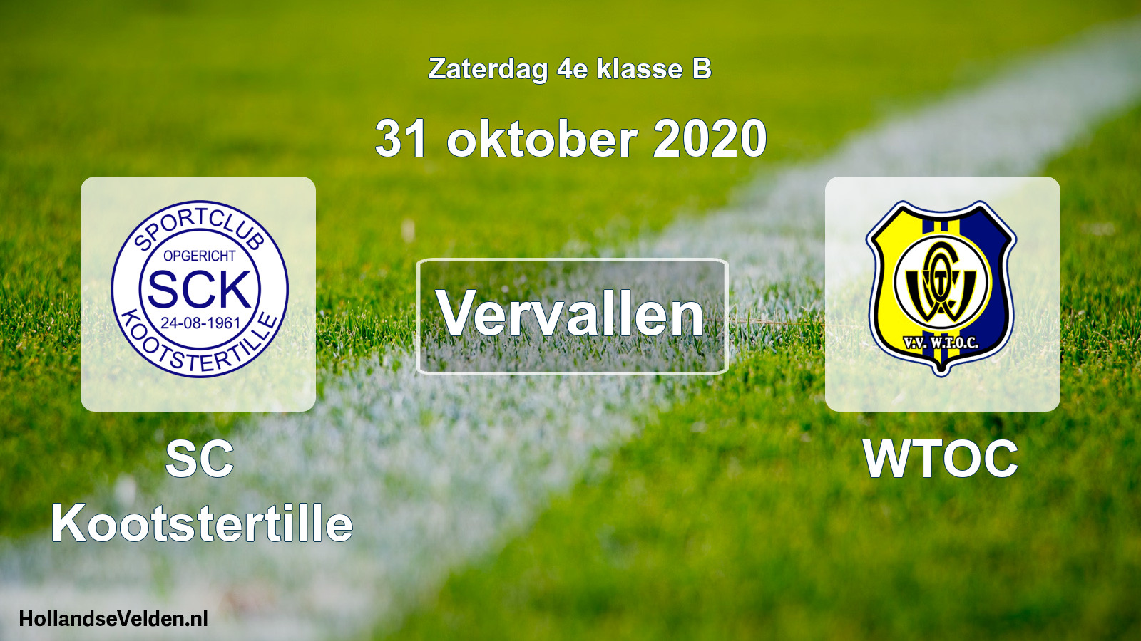 Scheduled Match: SC Kootstertille - WTOC (31 October 2020)