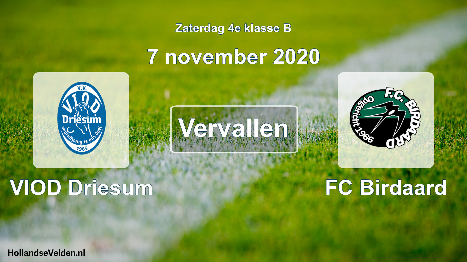 Scheduled Match: VIOD Driesum - FC Birdaard (7 November 2020)