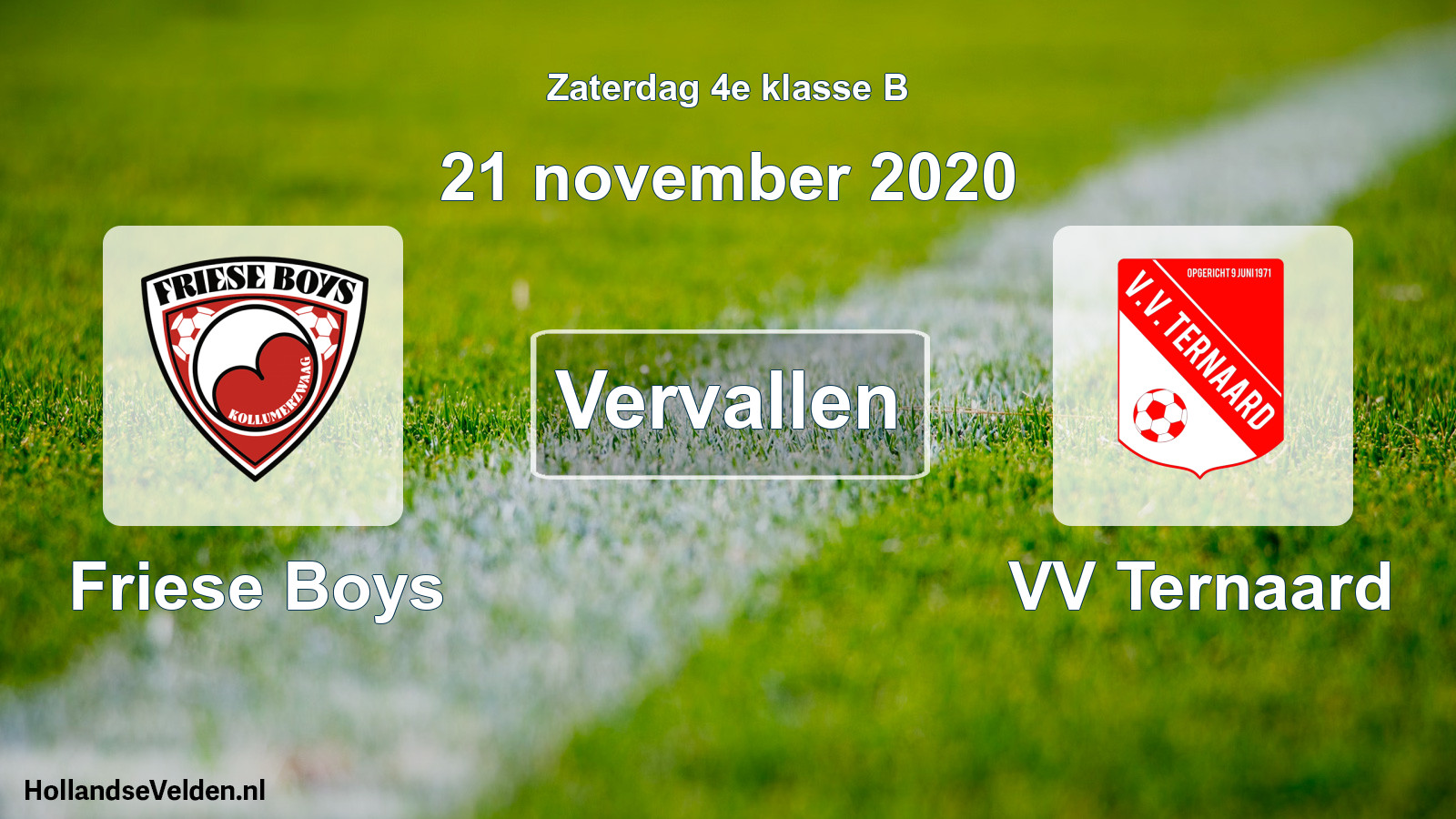 Scheduled Match: Friese Boys - VV Ternaard (21 November 2020)