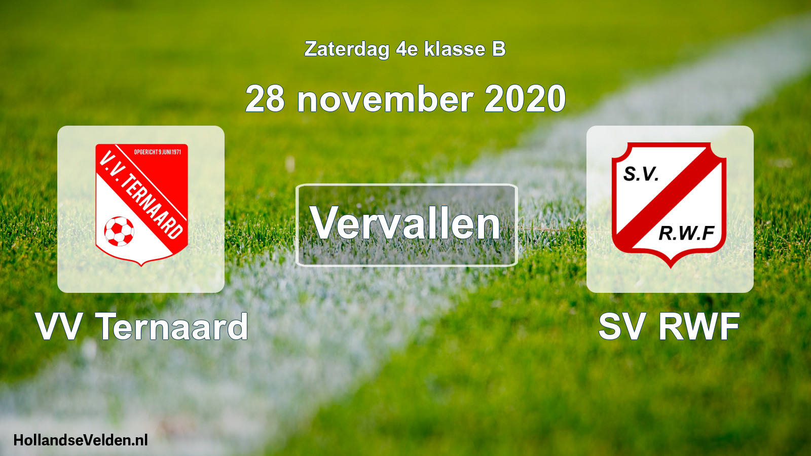 Scheduled Match: VV Ternaard - SV RWF (28 November 2020)