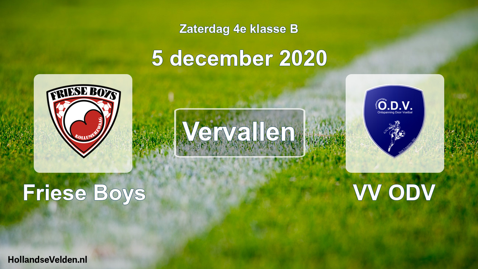 Scheduled Match: Friese Boys - VV ODV (5 December 2020)