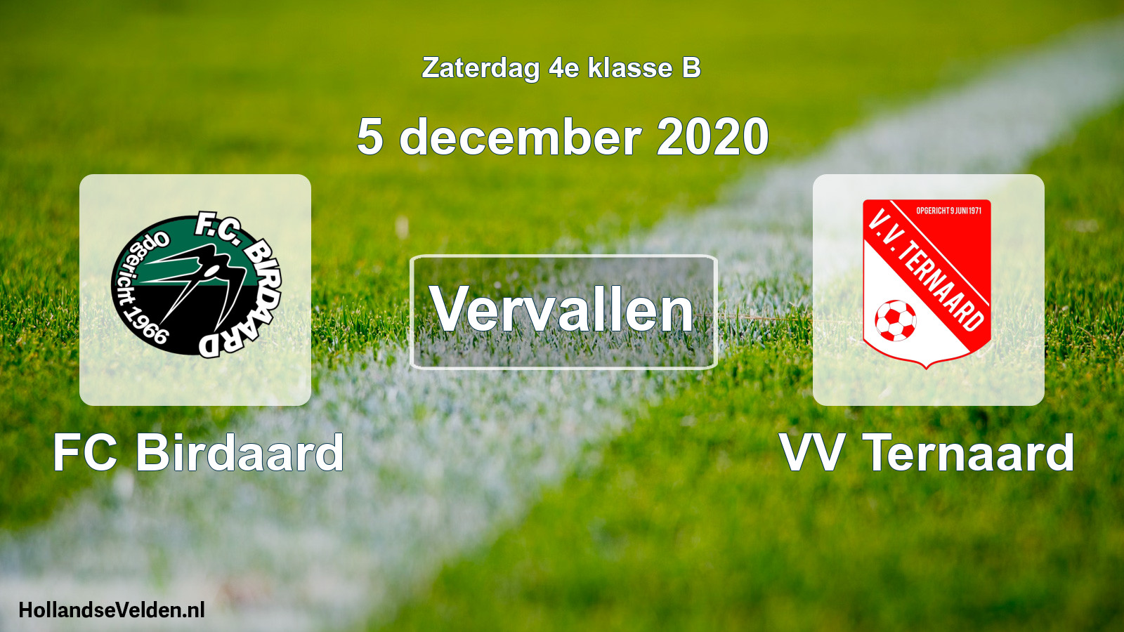 Scheduled Match: FC Birdaard - VV Ternaard (5 December 2020)