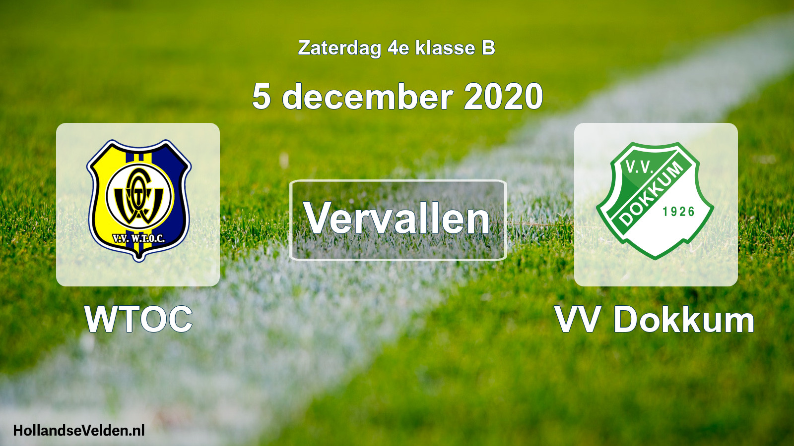 Scheduled Match: WTOC - VV Dokkum (5 December 2020)