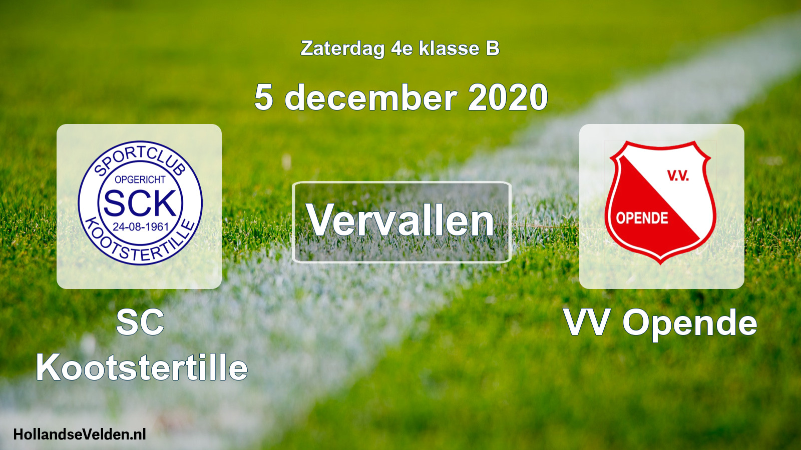 Scheduled Match: SC Kootstertille - VV Opende (5 December 2020)
