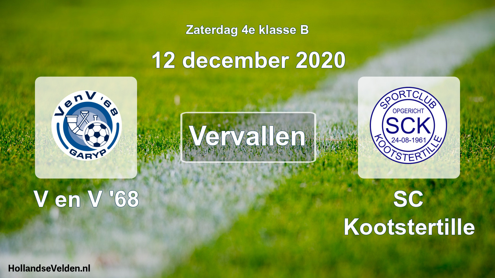 Scheduled Match: V en V '68 - SC Kootstertille (12 December 2020)