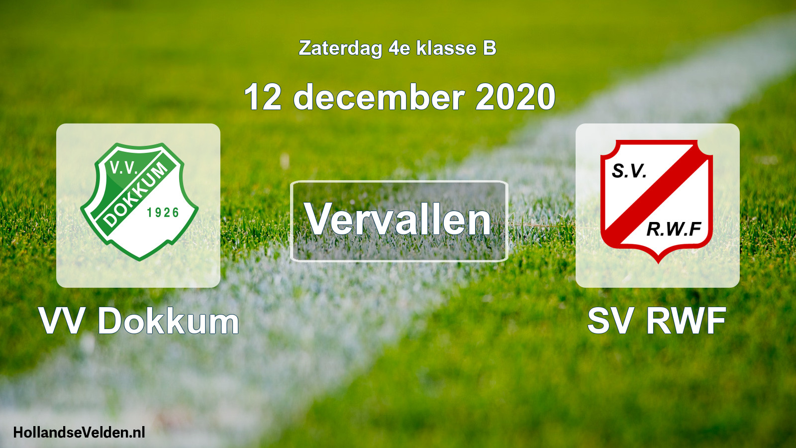 Scheduled Match: VV Dokkum - SV RWF (12 December 2020)