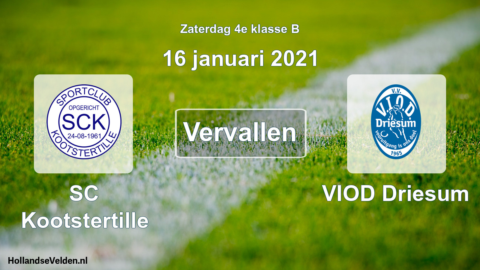 Scheduled Match: SC Kootstertille - VIOD Driesum (16 January 2021)