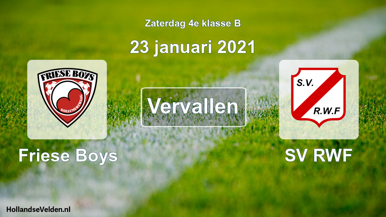 Scheduled Match: Friese Boys - SV RWF (23 January 2021)