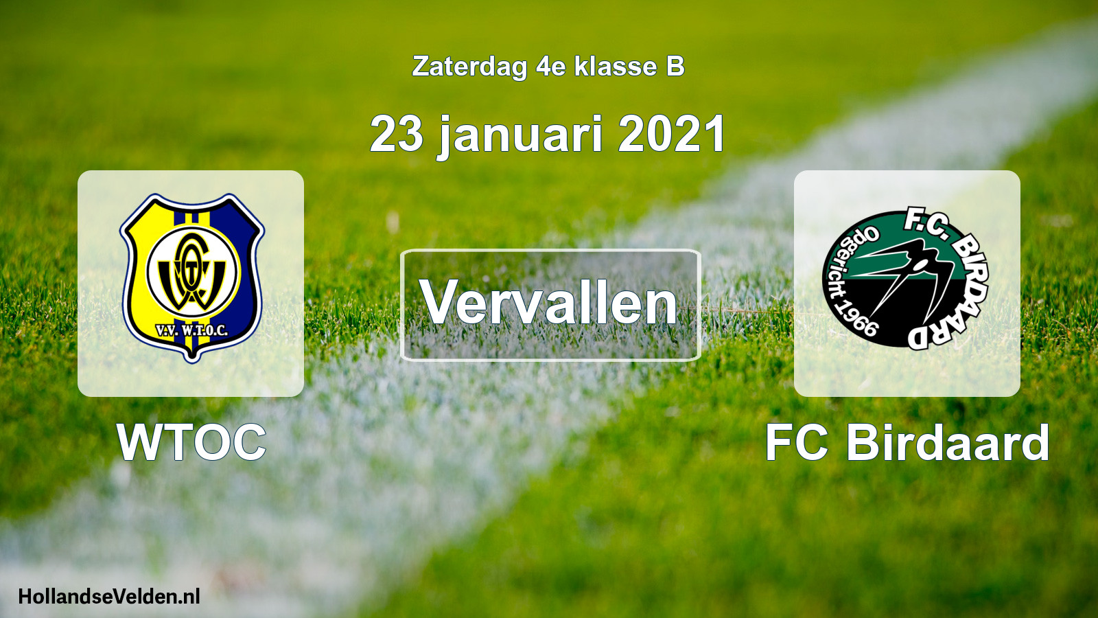 Scheduled Match: WTOC - FC Birdaard (23 January 2021)