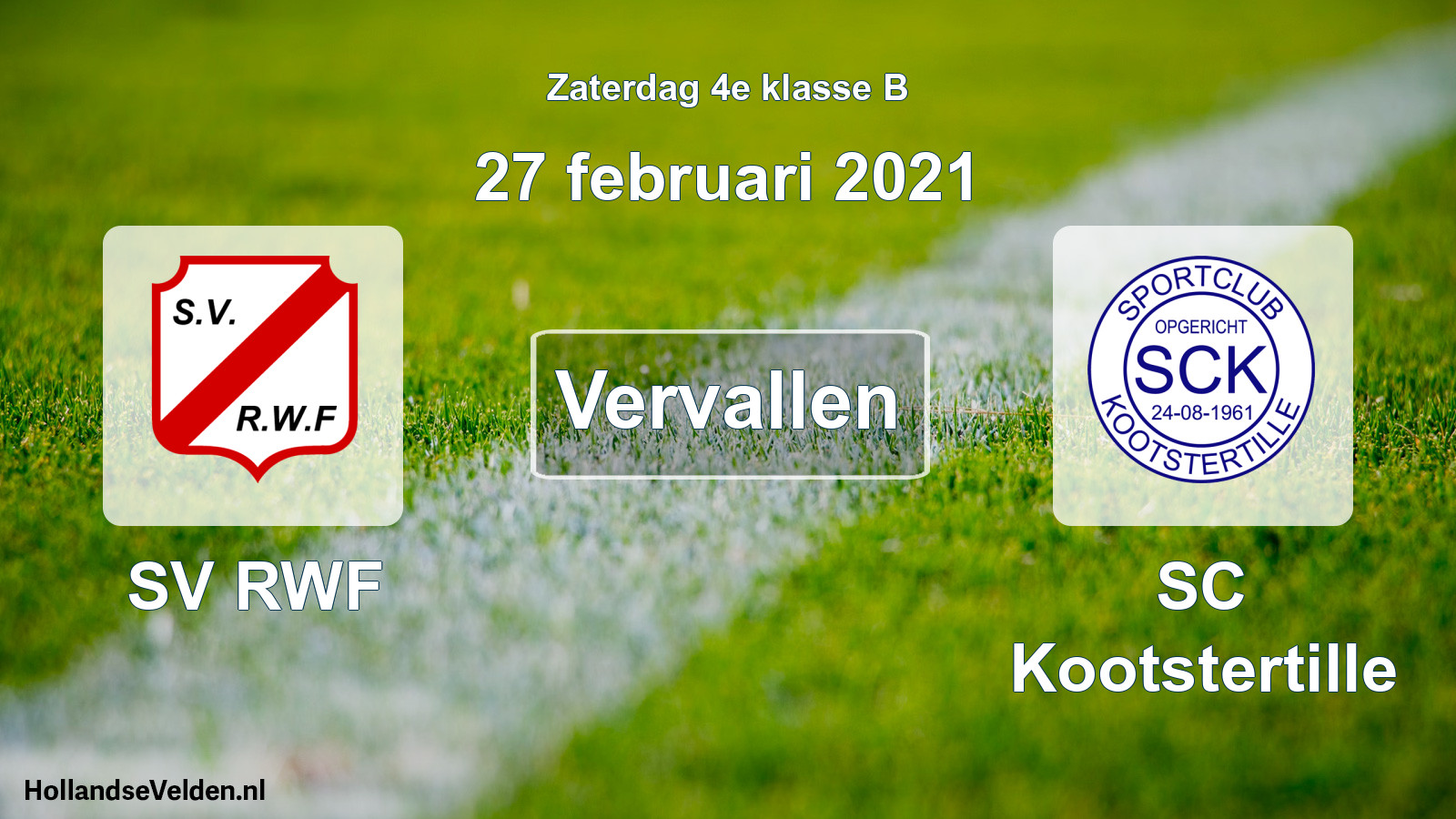 Scheduled Match: SV RWF - SC Kootstertille (27 February 2021)
