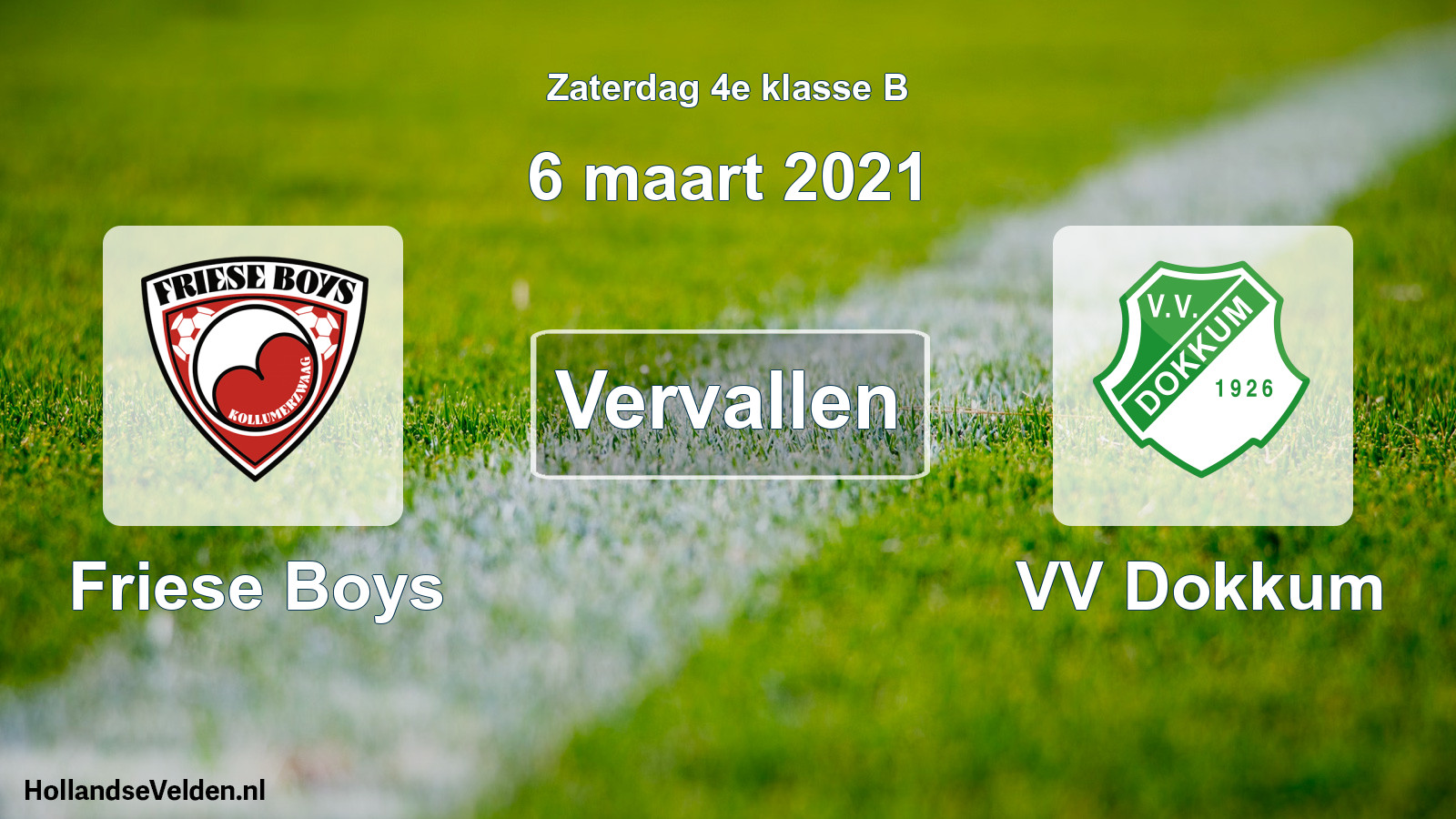 Scheduled Match: Friese Boys - VV Dokkum (6 March 2021)
