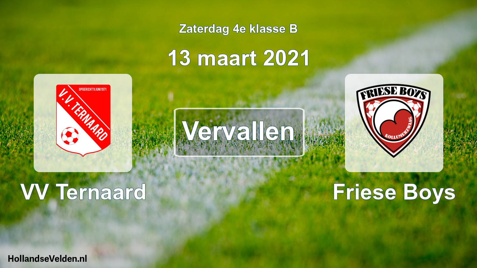 Scheduled Match: VV Ternaard - Friese Boys (13 March 2021)