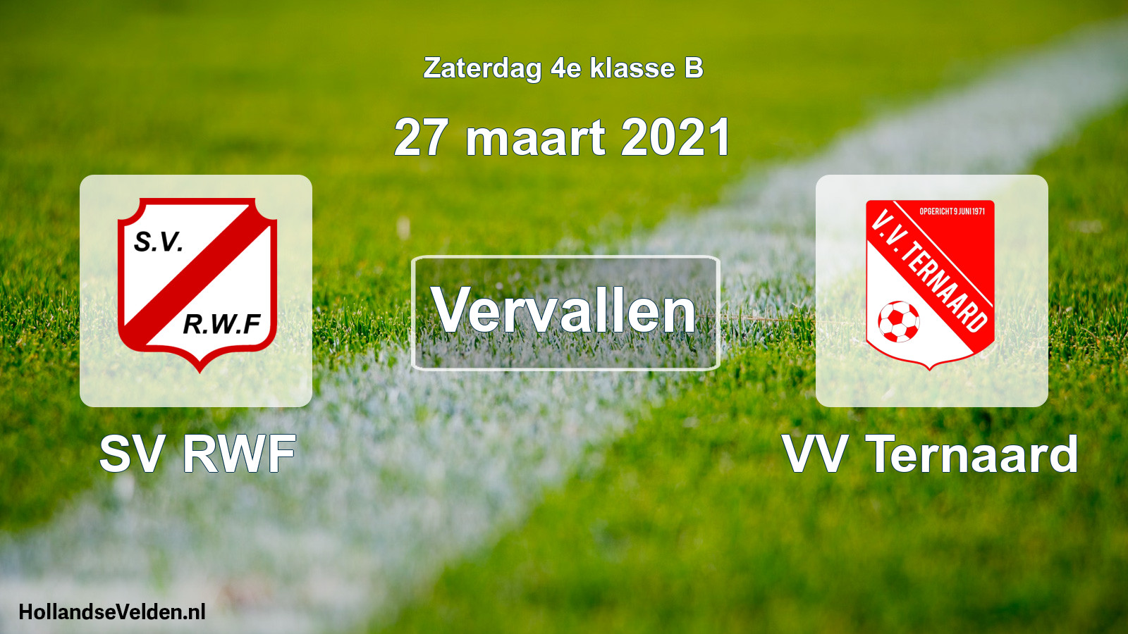 Scheduled Match: SV RWF - VV Ternaard (27 March 2021)