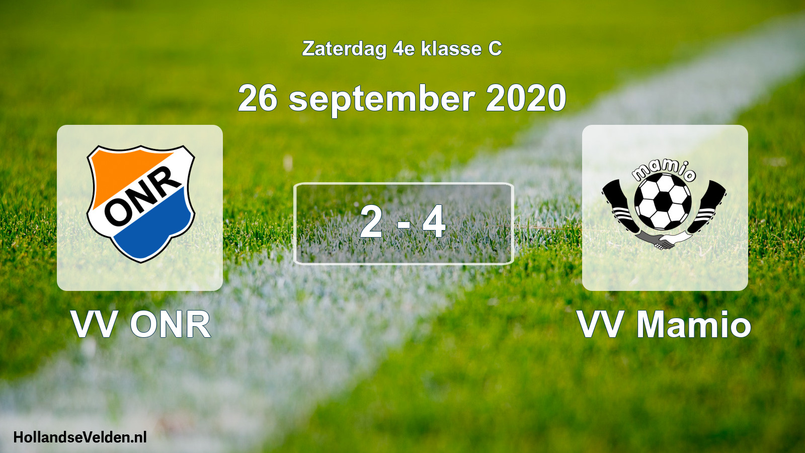 Total number of matches played: VV ONR - VV Mamio 2 - 4 (26 September 2020)