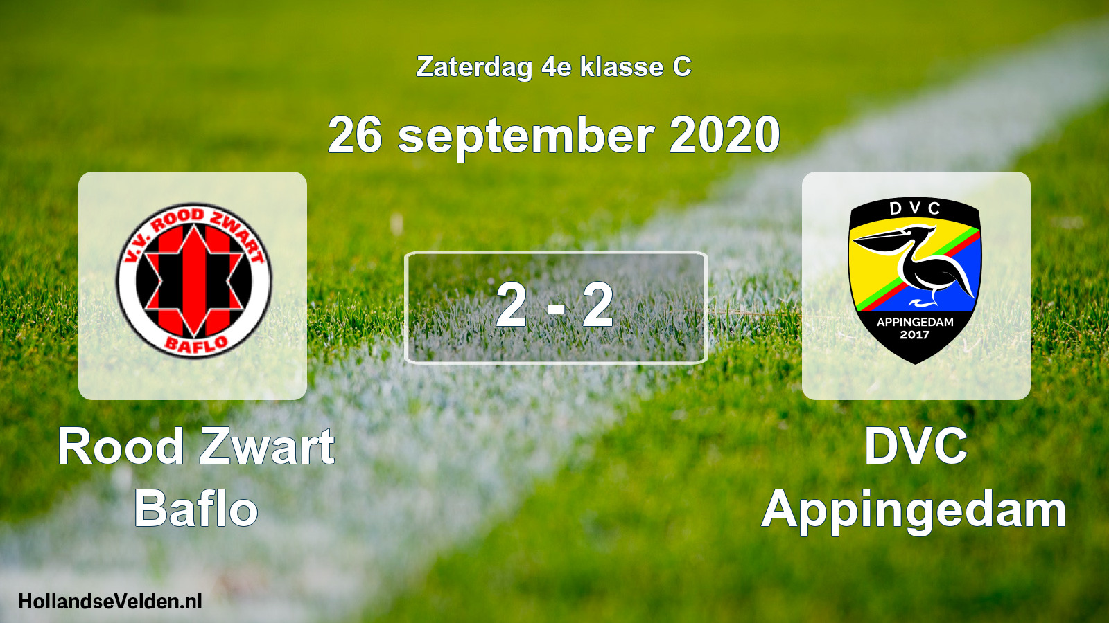 Total number of matches played: Rood Zwart Baflo - DVC Appingedam 2 - 2 (26 September 2020)