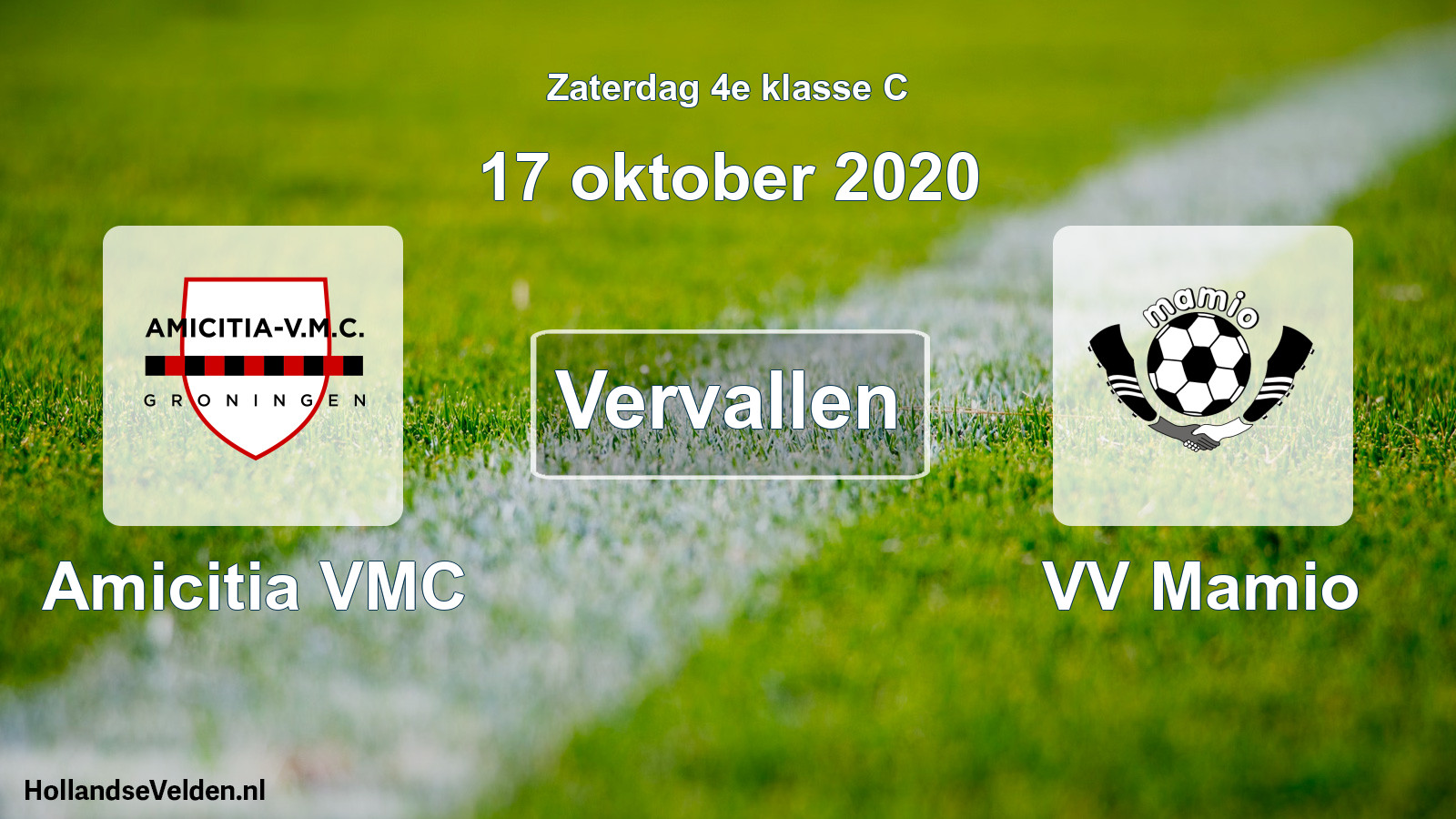 Scheduled Match: Amicitia VMC - VV Mamio (17 October 2020)