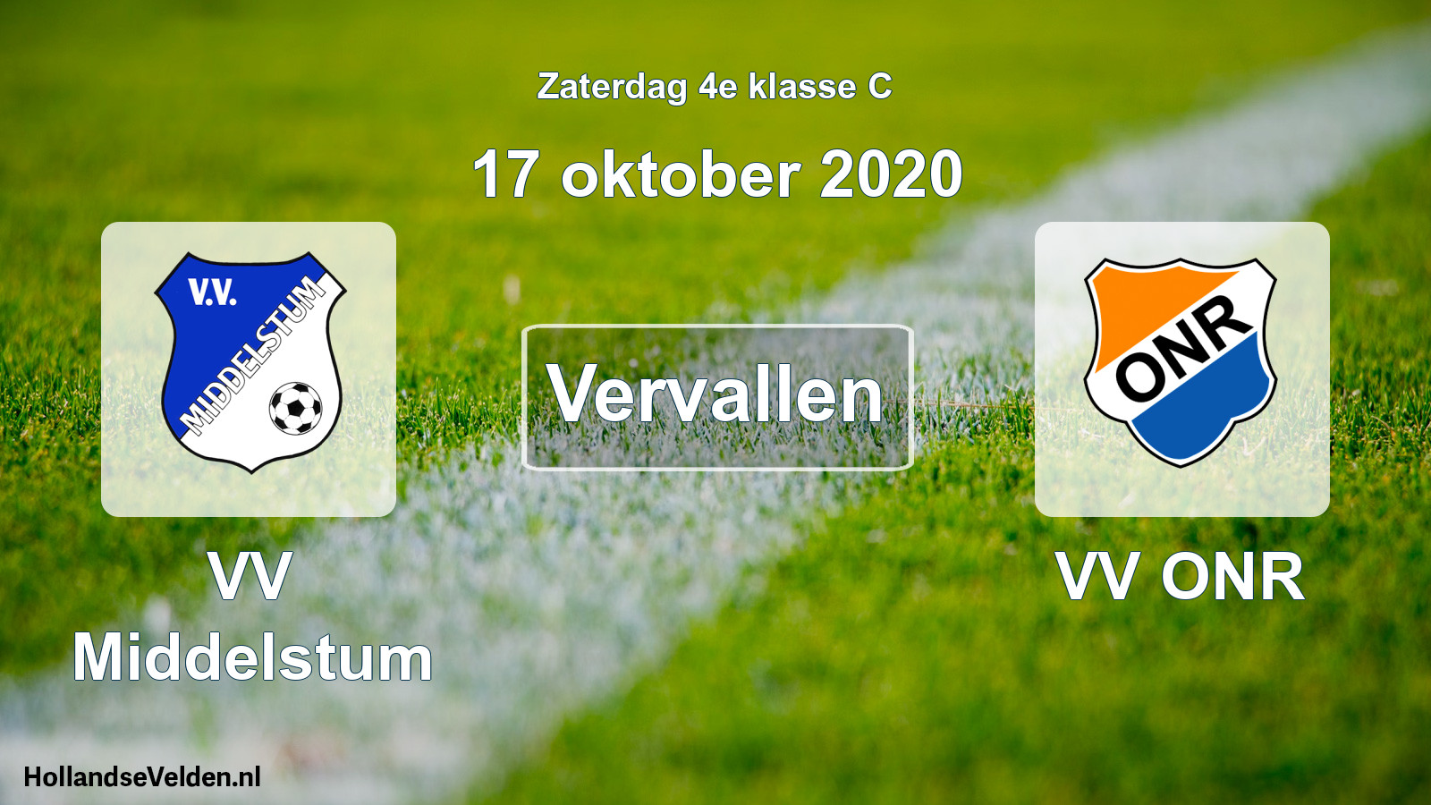 Scheduled Match: VV Middelstum - VV ONR (17 October 2020)