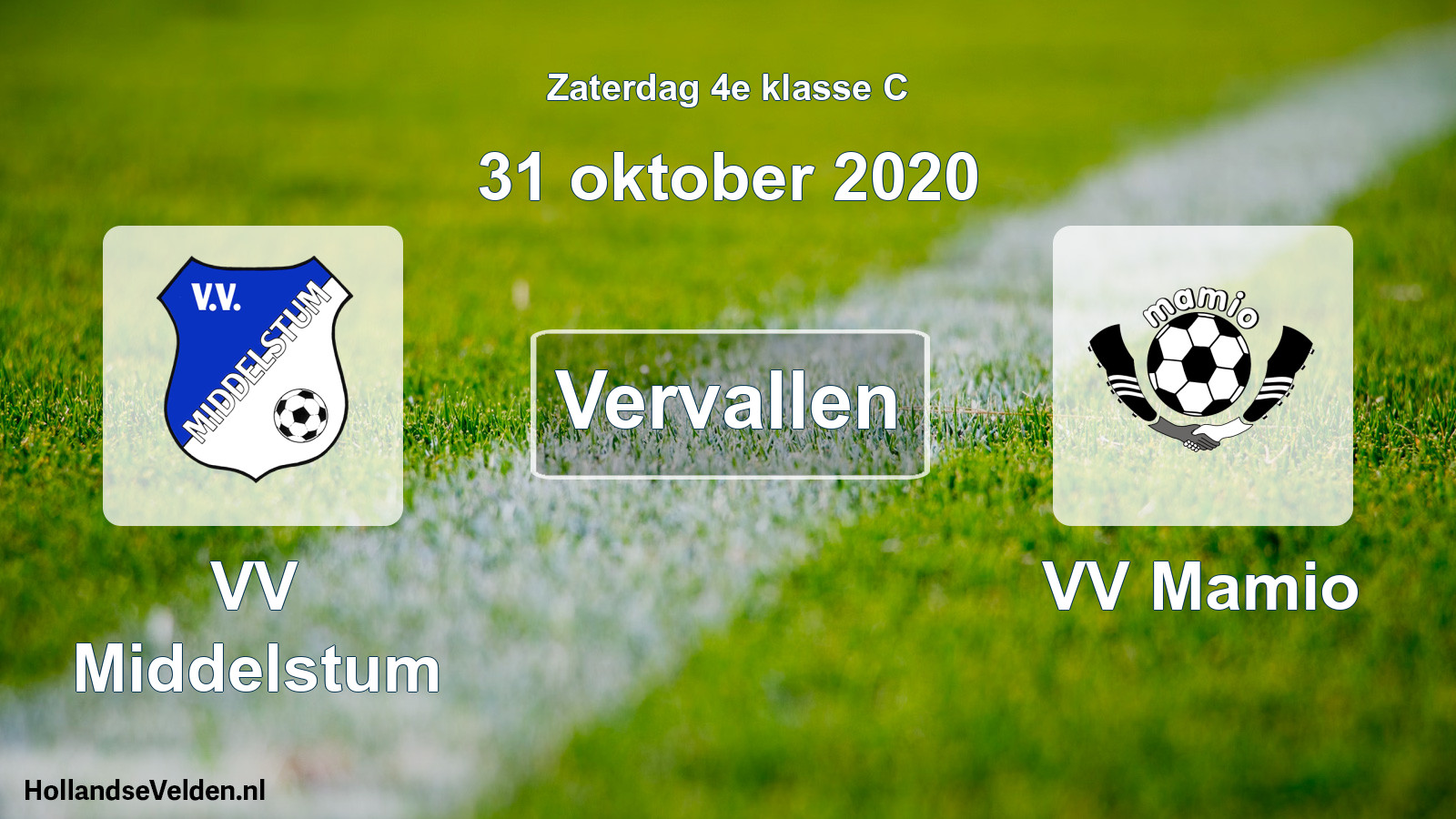Scheduled Match: VV Middelstum - VV Mamio (31 October 2020)