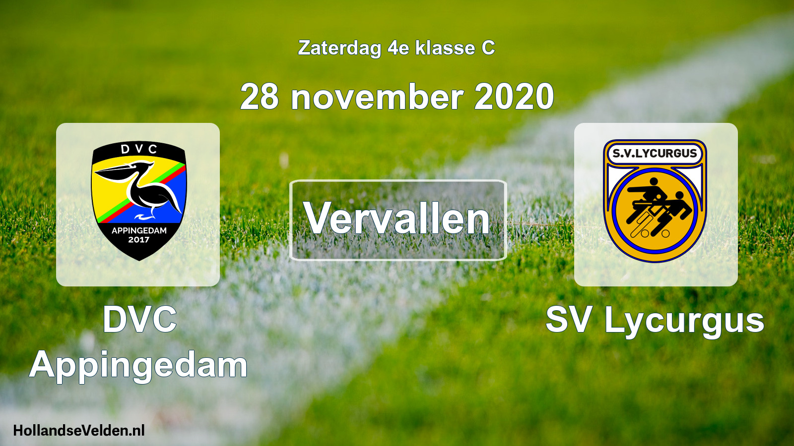 Scheduled Match: DVC Appingedam - SV Lycurgus (28 November 2020)