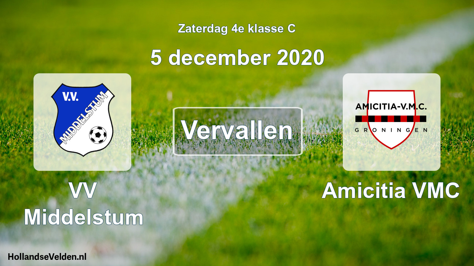 Scheduled Match: VV Middelstum - Amicitia VMC (5 December 2020)