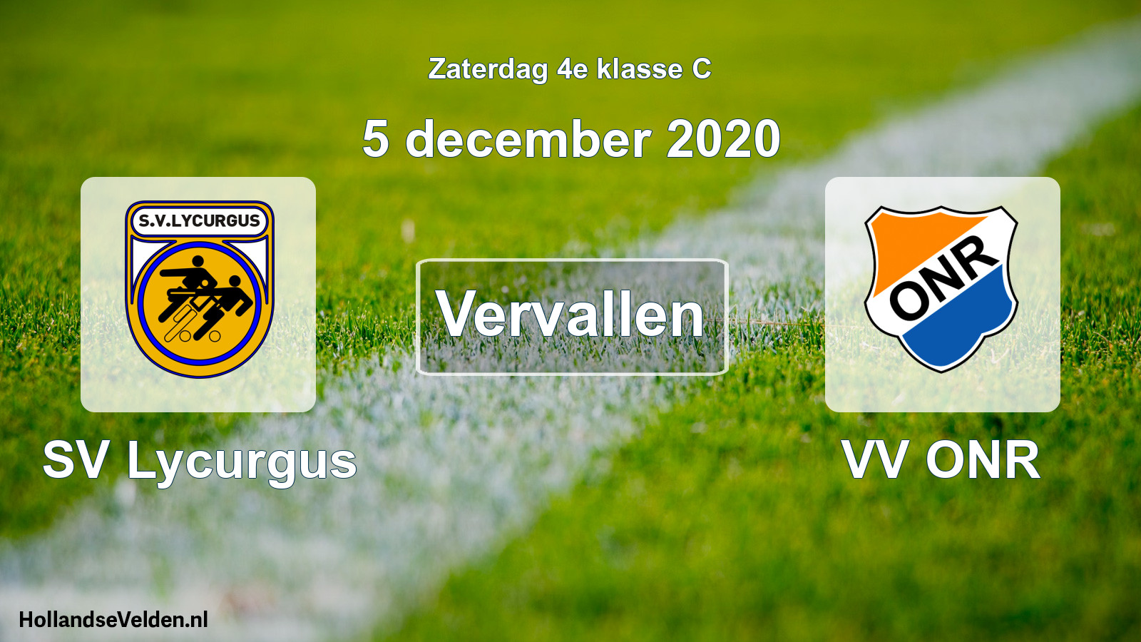 Scheduled Match: SV Lycurgus - VV ONR (5 December 2020)