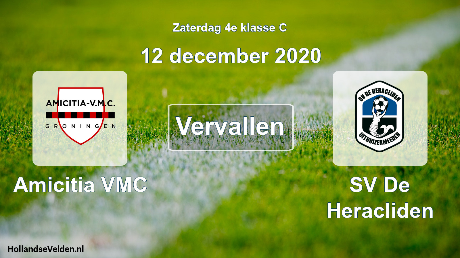Scheduled Match: Amicitia VMC - SV De Heracliden (12 December 2020)