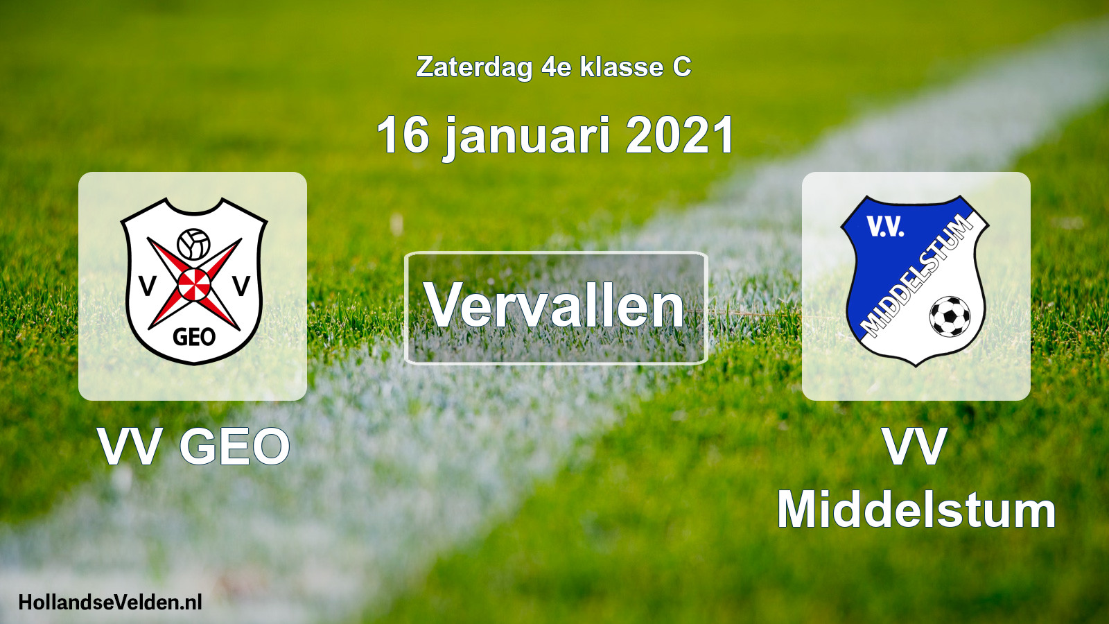 Scheduled Match: VV GEO - VV Middelstum (16 January 2021)