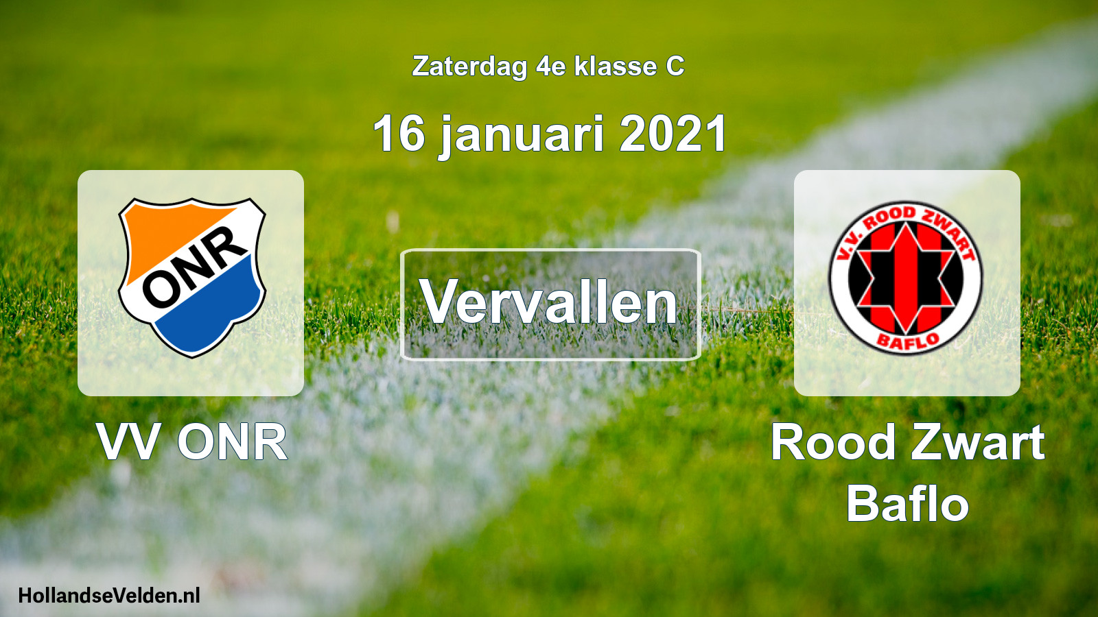Scheduled Match: VV ONR - Rood Zwart Baflo (16 January 2021)