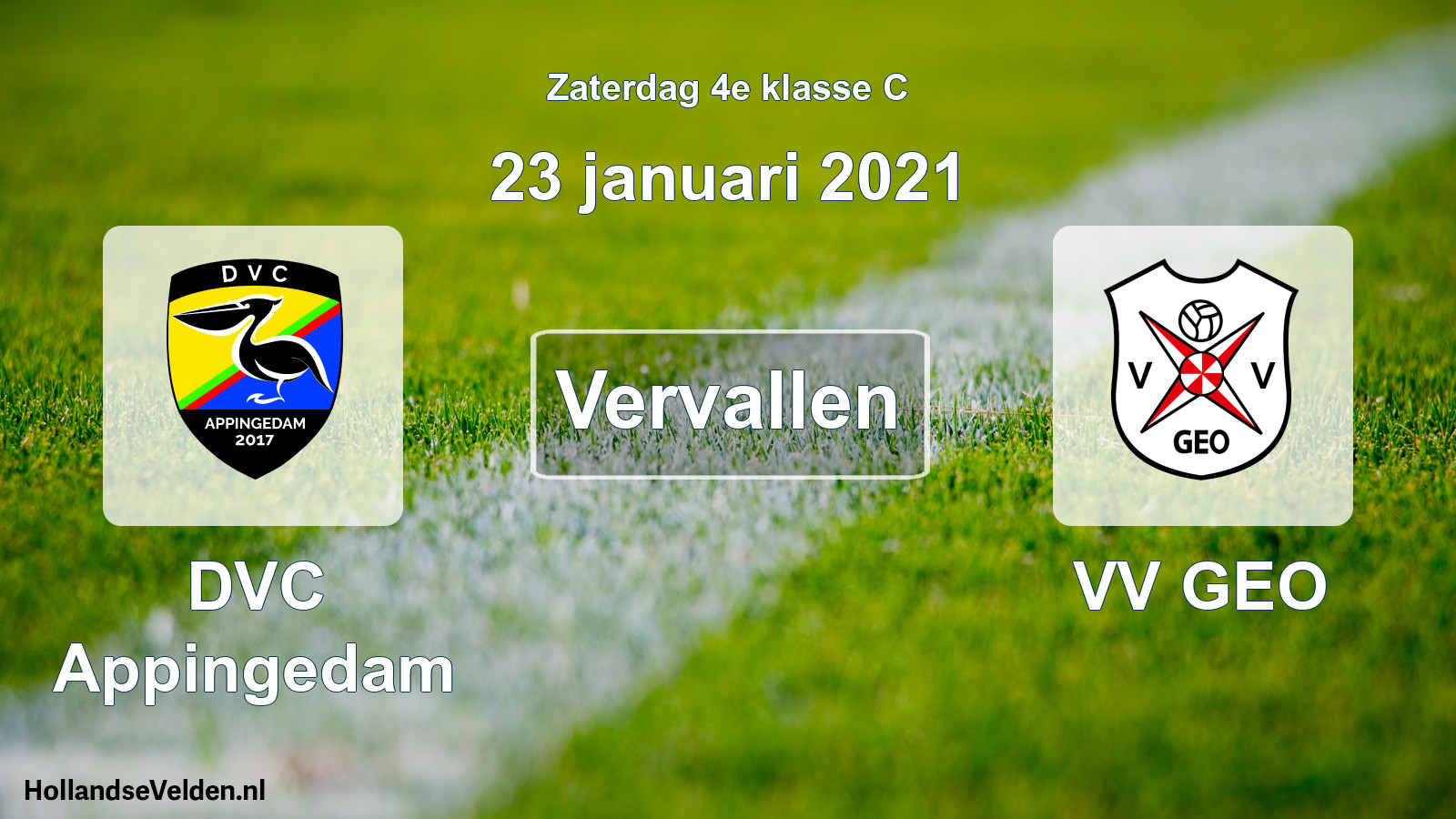 Scheduled Match: DVC Appingedam - VV GEO (23 January 2021)