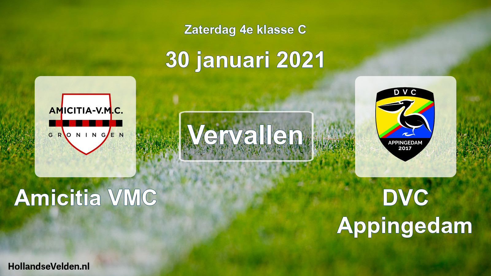 Scheduled Match: Amicitia VMC - DVC Appingedam (30 January 2021)