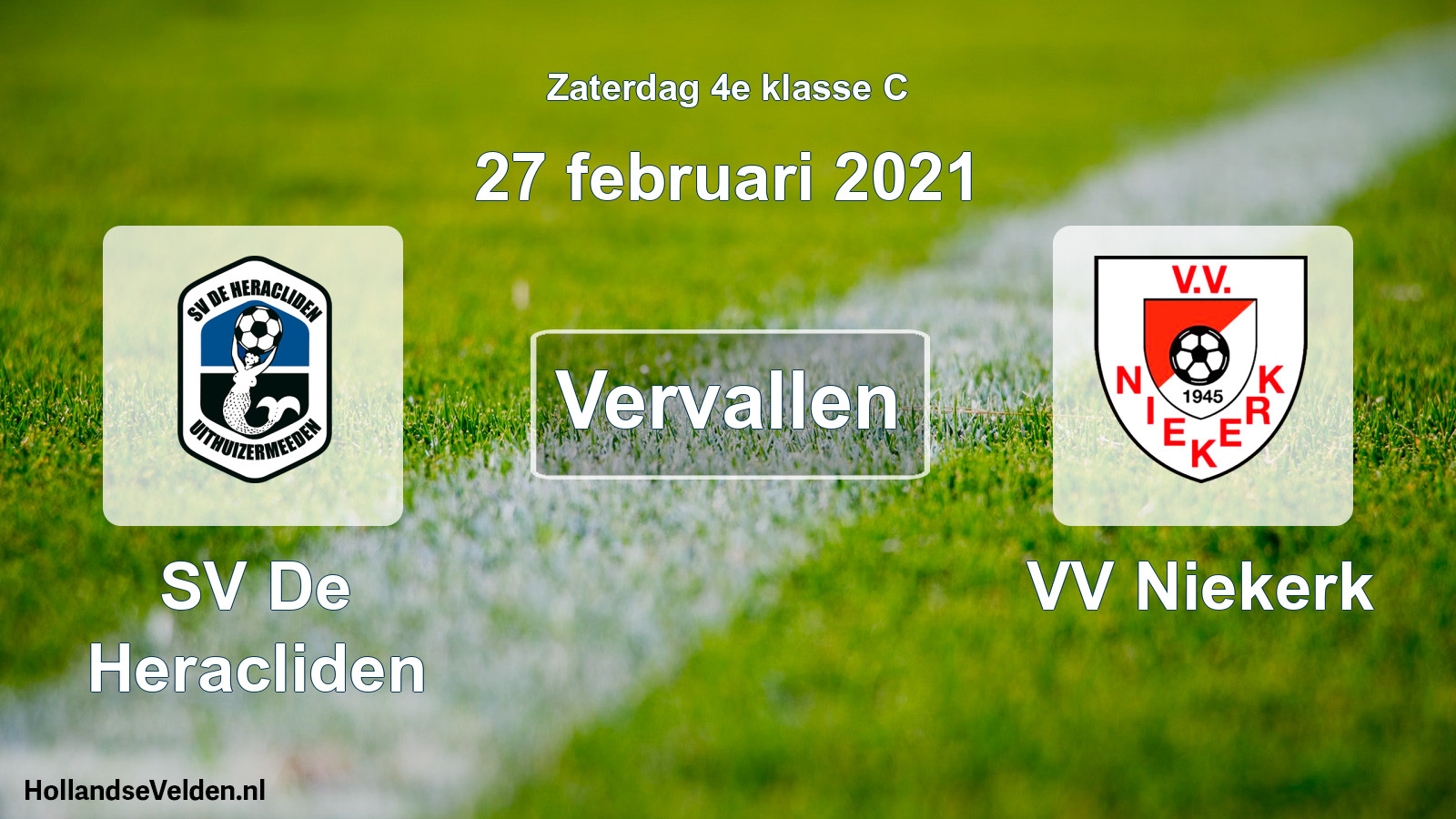 Scheduled Match: SV De Heracliden - VV Niekerk (27 February 2021)