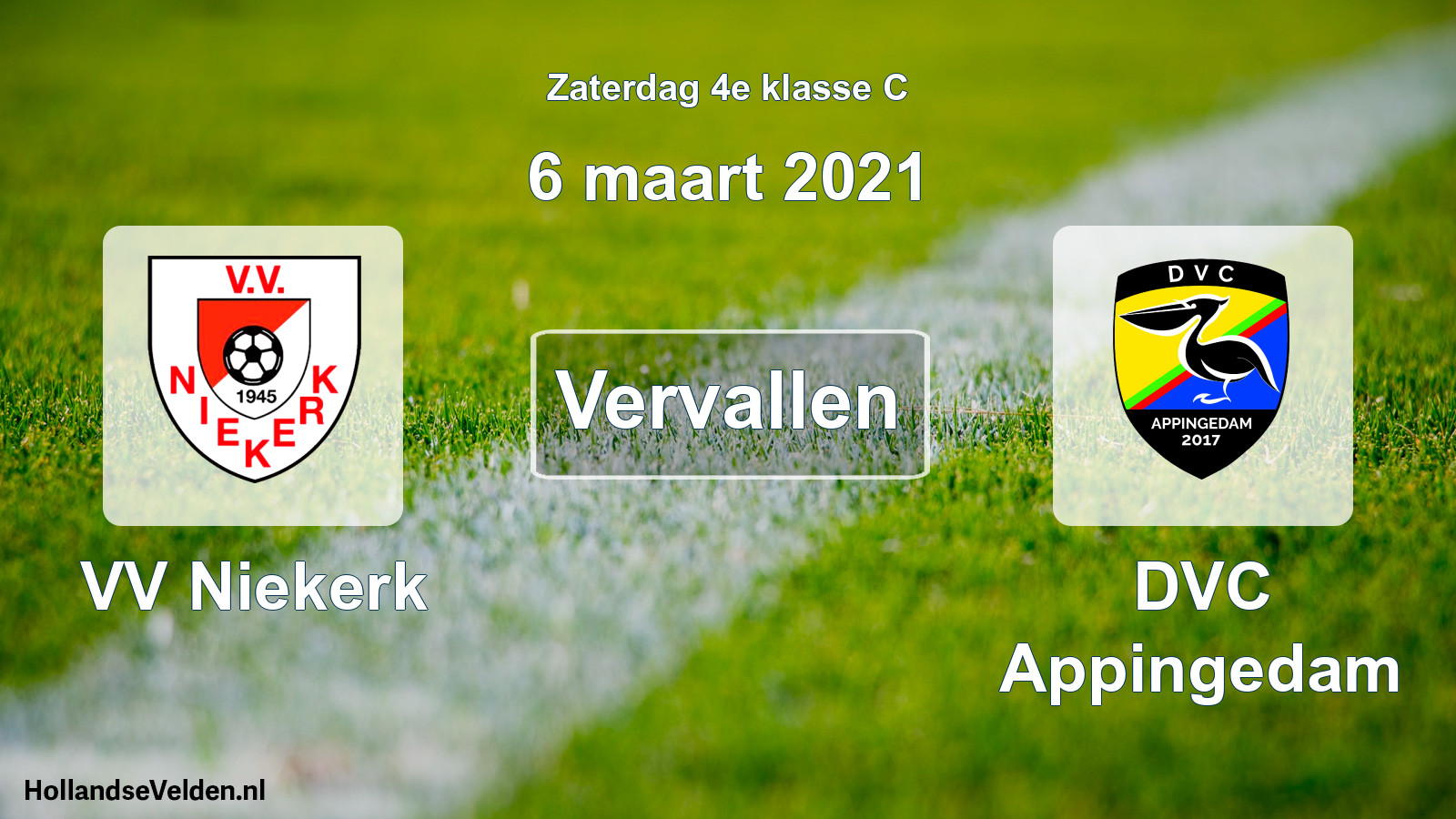 Scheduled Match: VV Niekerk - DVC Appingedam (6 March 2021)