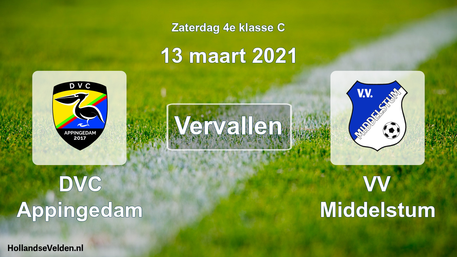 Scheduled Match: DVC Appingedam - VV Middelstum (13 March 2021)