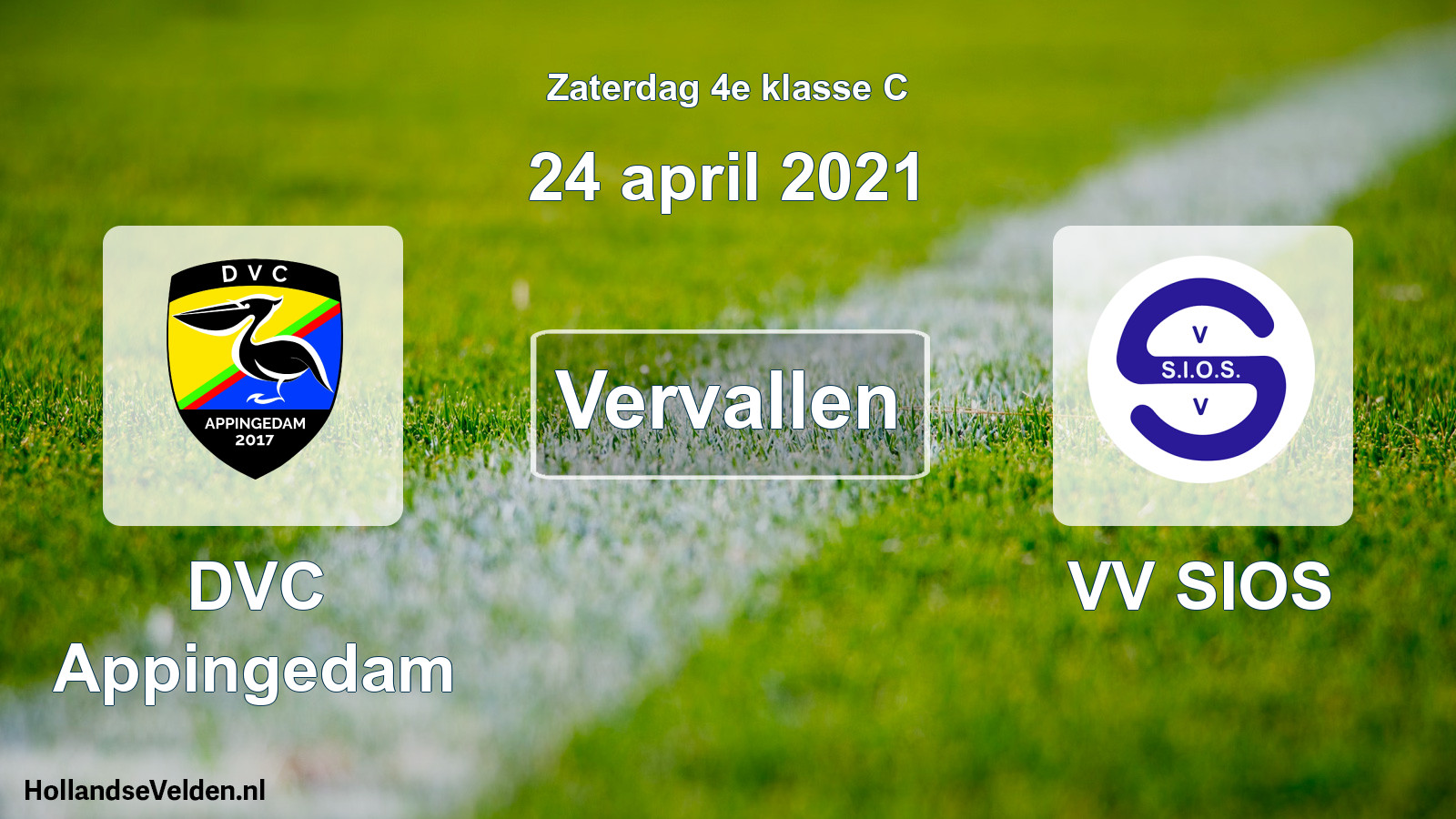 Scheduled Match: DVC Appingedam - VV SIOS (24 April 2021)