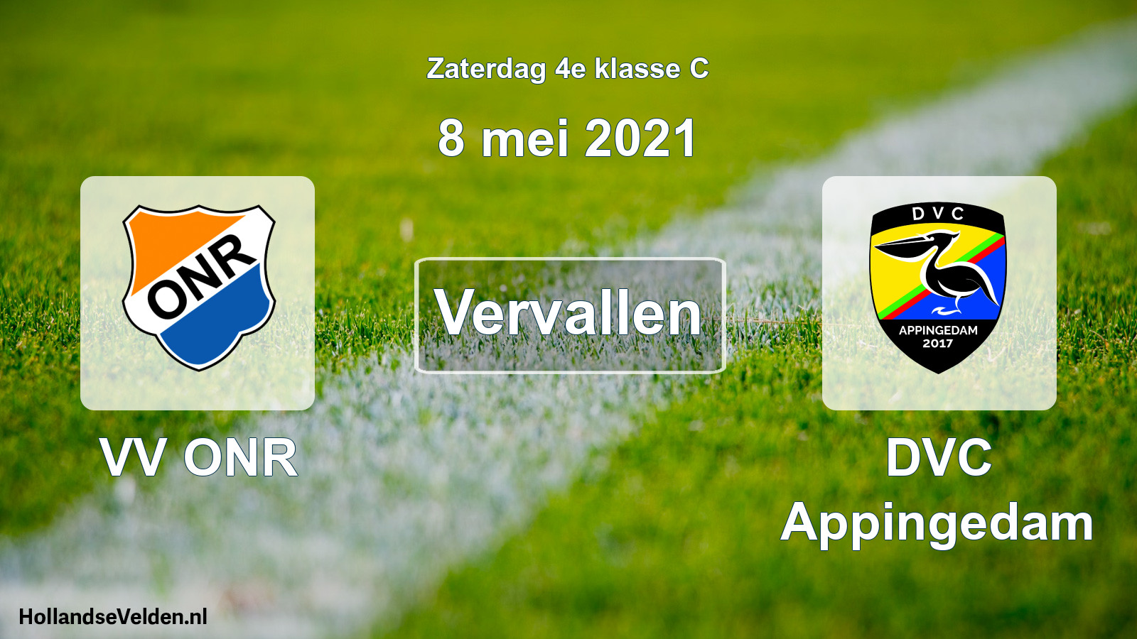 Scheduled Match: VV ONR - DVC Appingedam (8 May 2021)