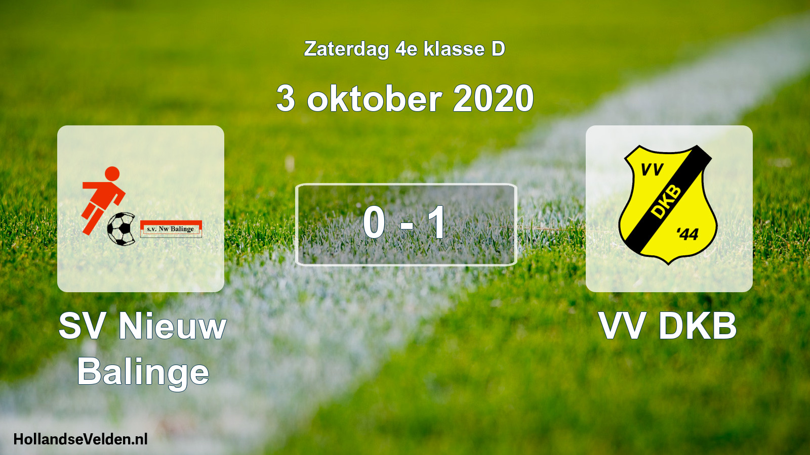 Total number of matches played: SV Nieuw Balinge - VV DKB 0 - 1 (3 October 2020)