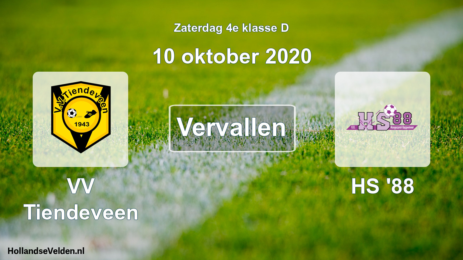 Scheduled Match: VV Tiendeveen - HS '88 (10 October 2020)
